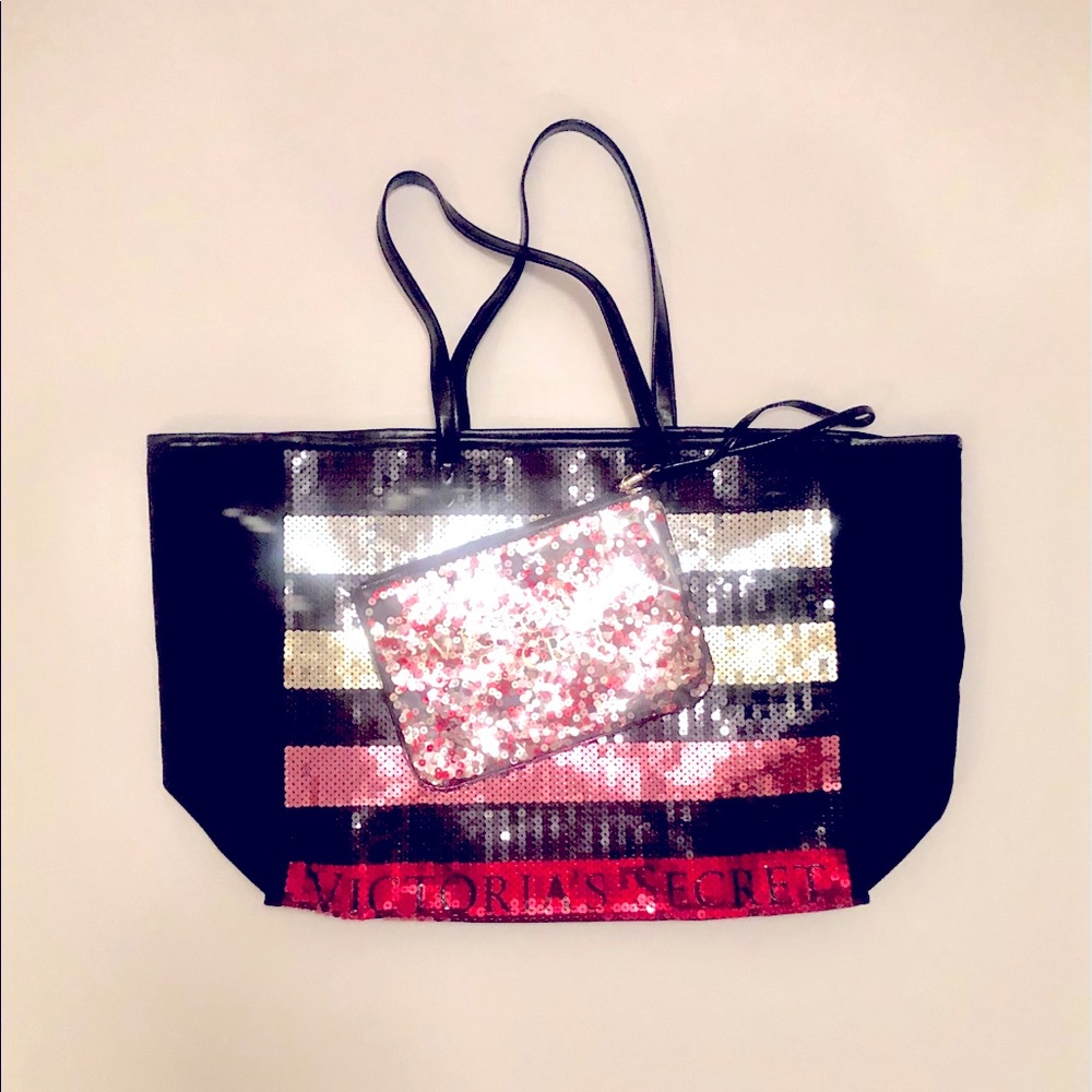 Victoria Secret Sequin Shoulder Bag/Tote & Clutch
